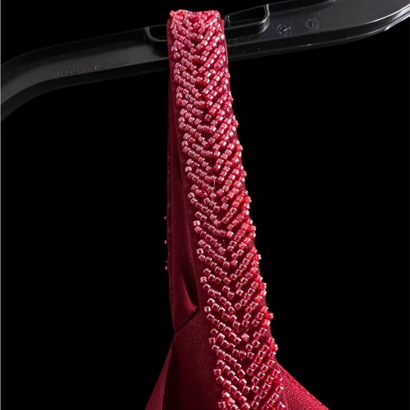 Women's Burgundy Sleeveless Top with Beaded Detailed Straps Size Large - Picture 2 of 6